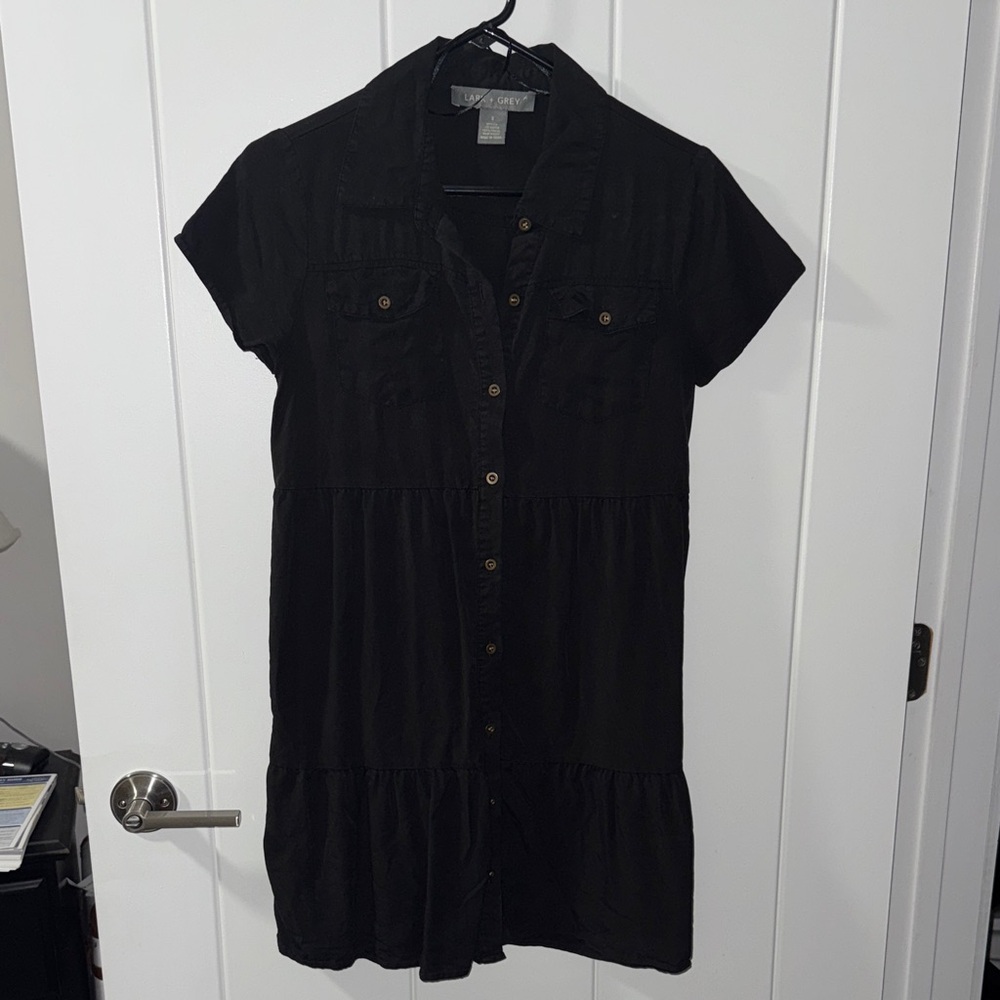 Casual Black Button-Up Dress